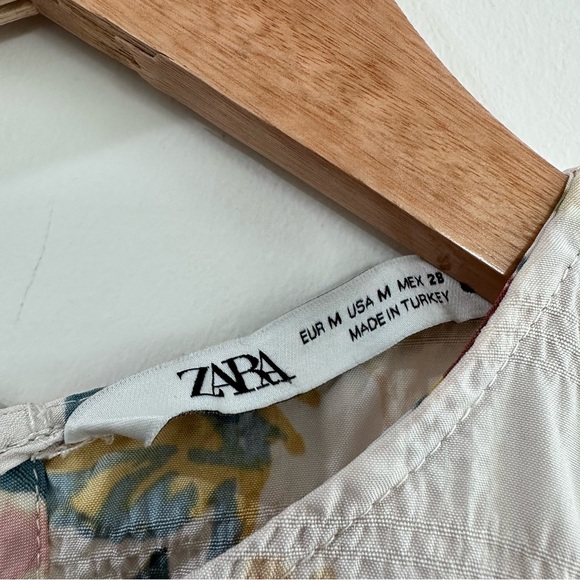 Zara Sharon 3/4 sleeve ruffle tiered floral dress multicolor pink green medium - Picture 7 of 7